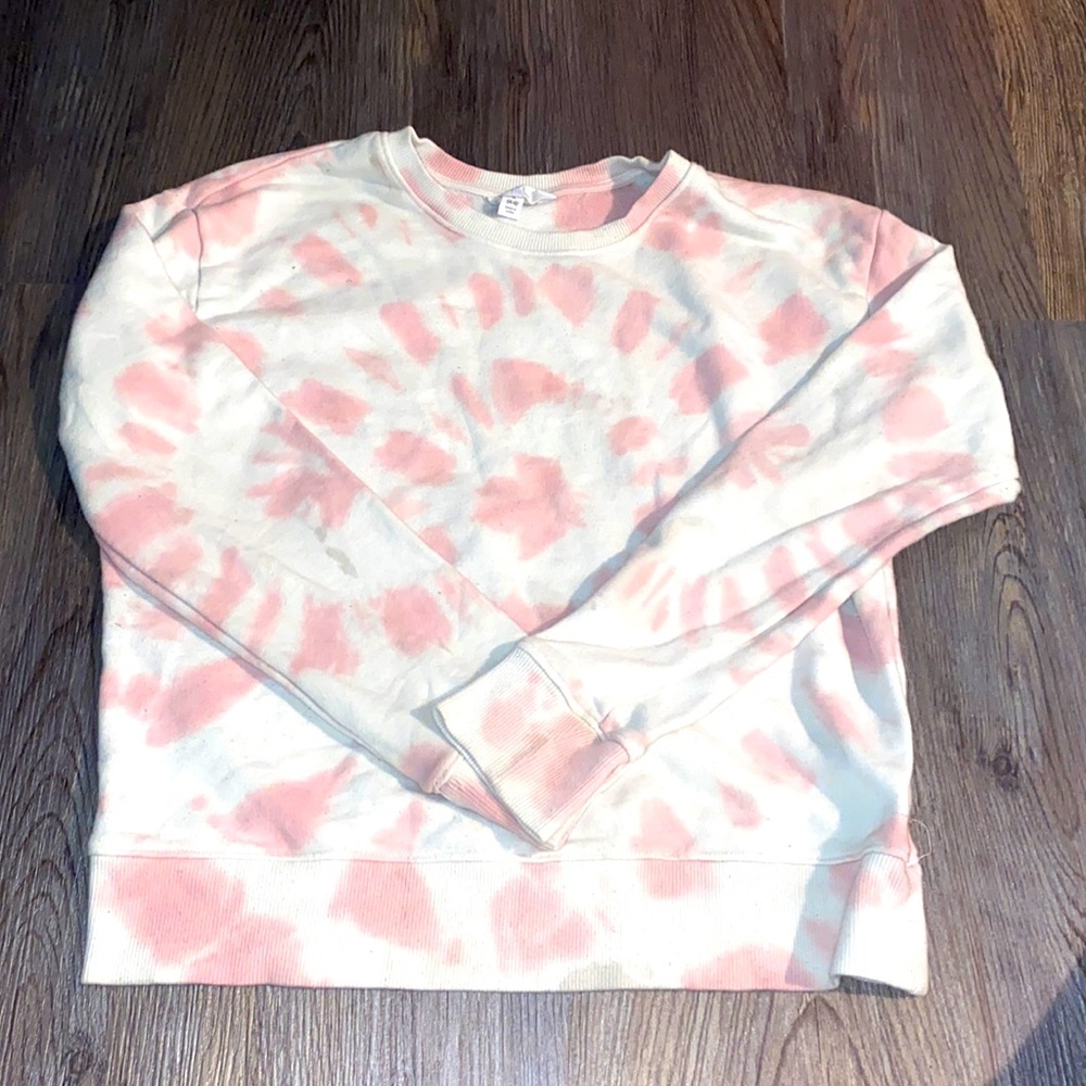 Pink & White tie-dye sweater crew neck